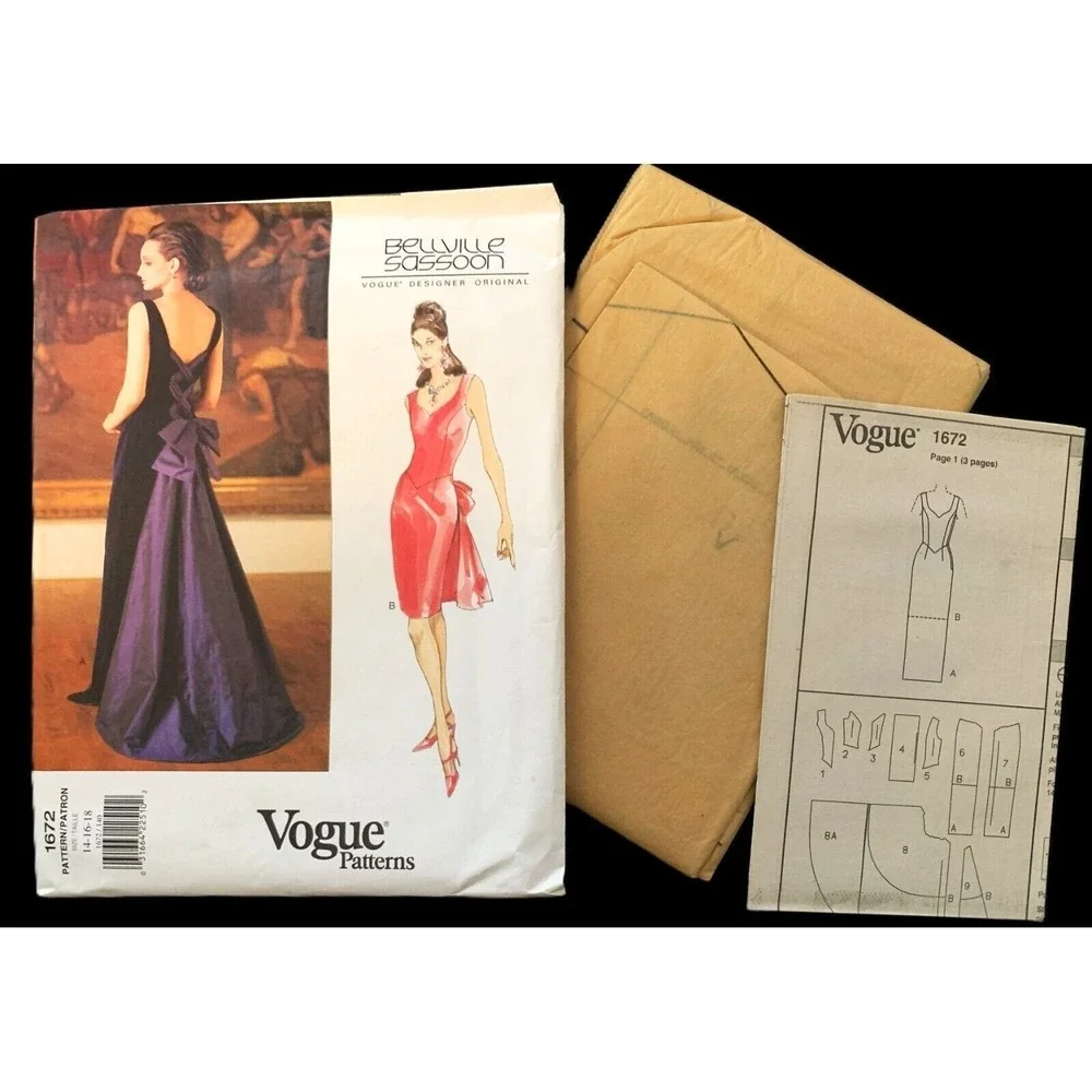 Vogue BELLVILLE-SASSOON Designer Evening Bride Cocktail Gown Train Feature 14-18